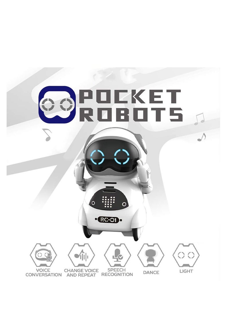 Pocket Robot, Cute Robot Pets, Rechargeable Smart Talking Robots for Kids, Talking Interactive Dialogue Voice Recognition Record, Singing Dancing Telling Story Mini Robot