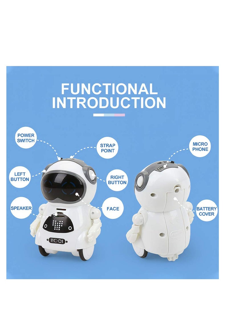 Pocket Robot, Cute Robot Pets, Rechargeable Smart Talking Robots for Kids, Talking Interactive Dialogue Voice Recognition Record, Singing Dancing Telling Story Mini Robot