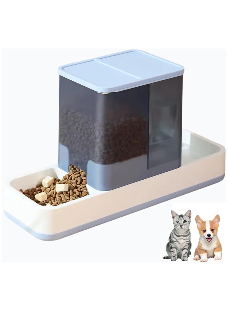 Automatic Cat Food and Water Dispenser Gravity Dog Feeder Auto Cat Feeder 2 in 1 Pet Food Dispenser for Cats Small Dogs(Blue)