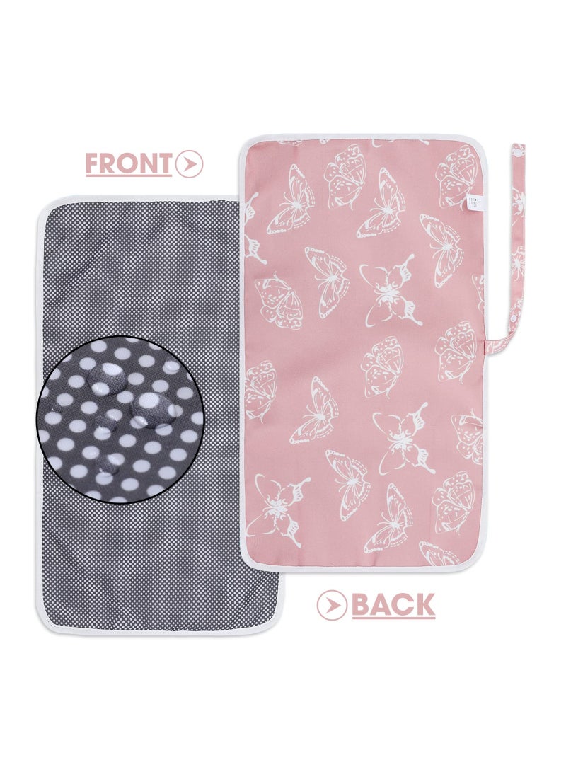 Portable Baby Changing Pad, Waterproof Foldable Travel Changing Mat for Toddlers, Baby, Newborns (Sweet Pink Butterfly)