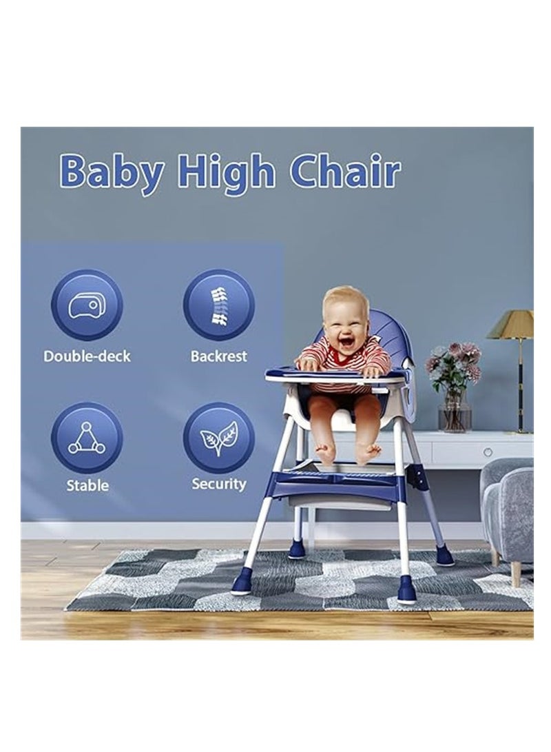 Feeding High Chair for Baby Toddler Infant Booster Seat with 2 Layer Removable Trays Convertible Adjustable Dining Table for Eating Meals Turquoise