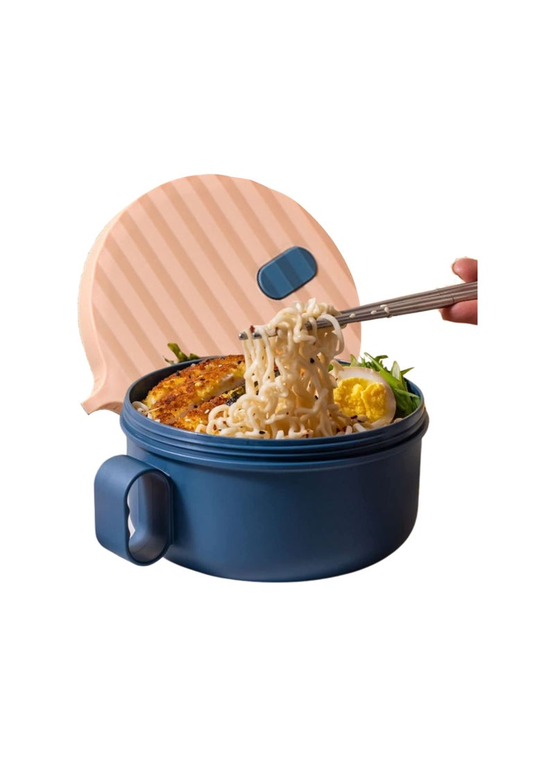 Microwave Ramen Bowl With Handles Noodle Bowl With Lid And Chopsticks Bpa Free/Food Grade For Home Office College Dorm Room Instant Cooking Blue
