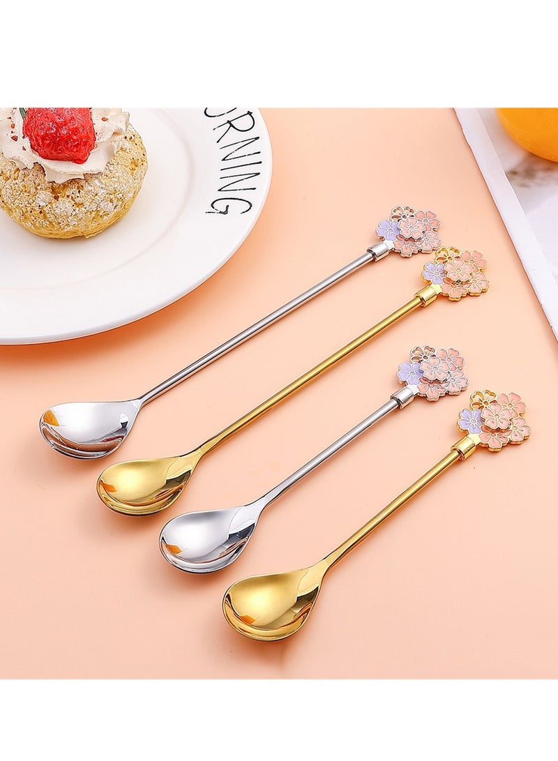 4pcs Creative 304 Sakura Dessert Coffee Spoon Stirring Spoon Dessert Spoon