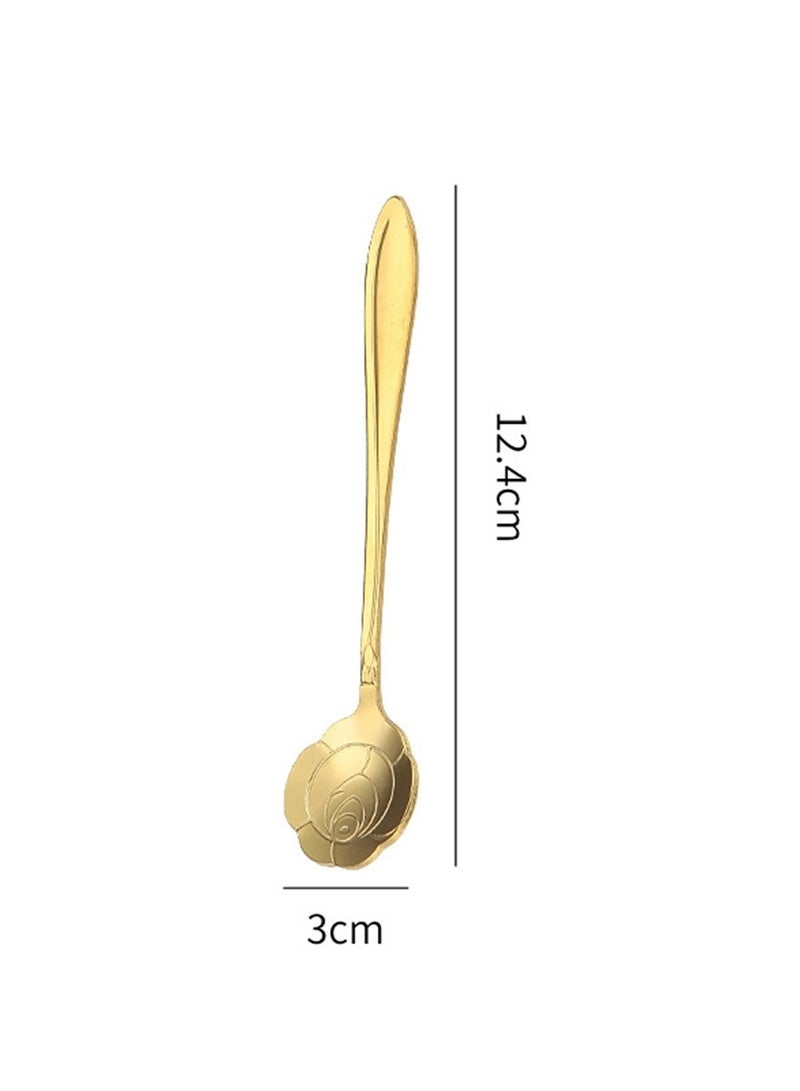 6pcs Sakura Spoon Creative Golden Coffee Stirring Spoon Dessert Flower Spoon Gift Spoon
