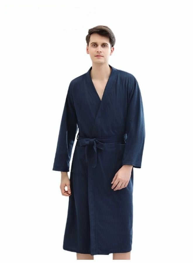 Men's Bathrobe Light Super Absorbent Skin-friendly Home Clothes Suitable For All Seasons Nightgown Navy Blue