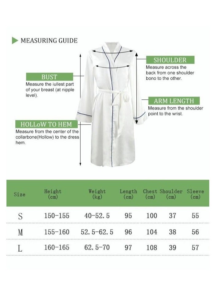 Women's Bathrobe Light Luxury Ice Silk Satin Cooling Nightgown Wrapping Design Breathable Skin-friendly Bathrobe White