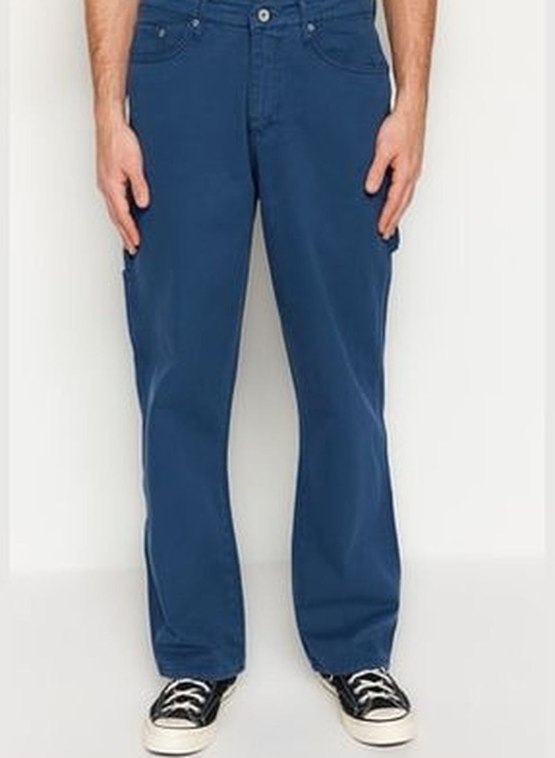 Indigo Men's Carpenter Wide Cut Denim Jeans Trousers