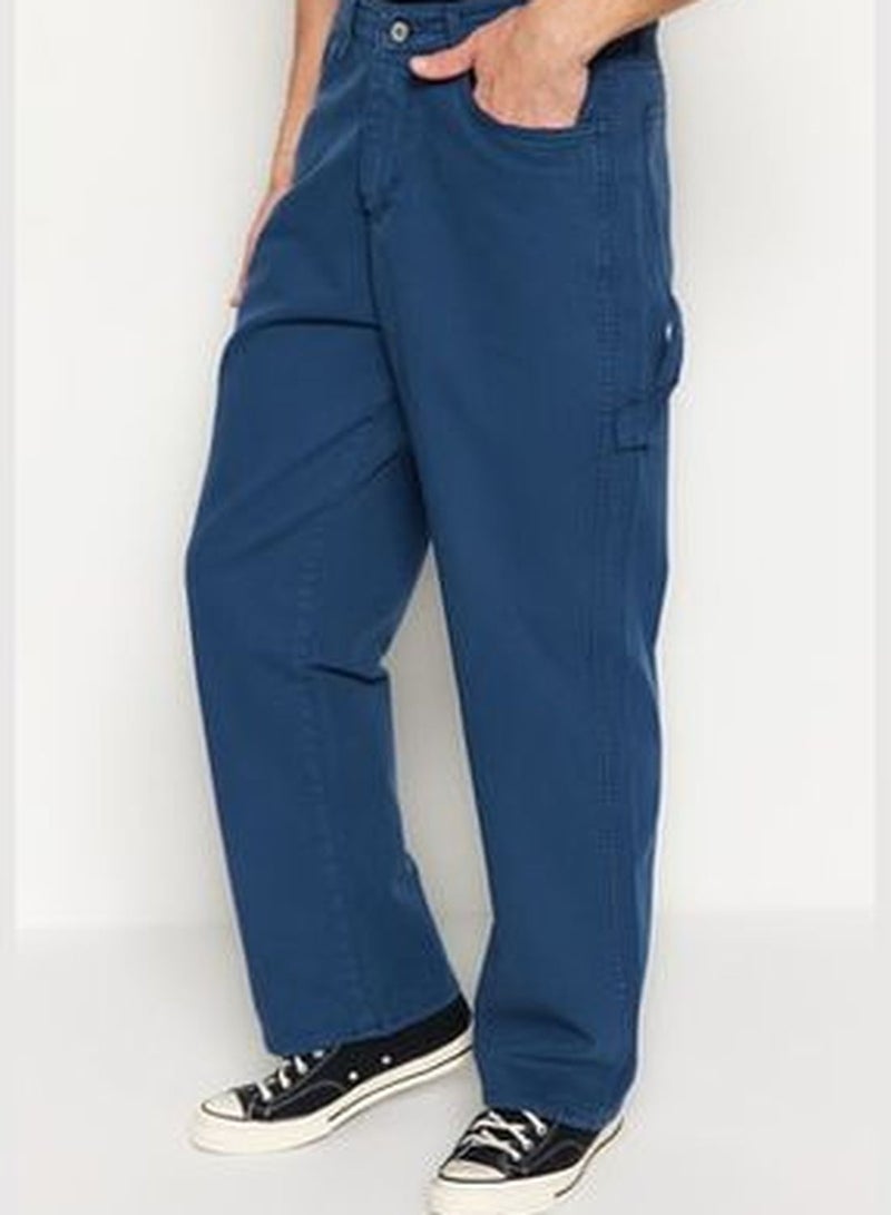 Indigo Men's Carpenter Wide Cut Denim Jeans Trousers