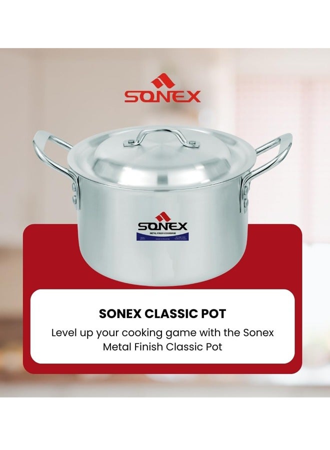 Sonex Classic Cooking Pot No.7 – 33 cm Diameter, 15 Liter Capacity, Aluminum Construction, Stainless Steel Handles, Includes Lid