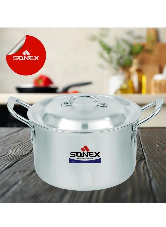 Sonex Classic Cooking Pot No.7 – 33 cm Diameter, 15 Liter Capacity, Aluminum Construction, Stainless Steel Handles, Includes Lid