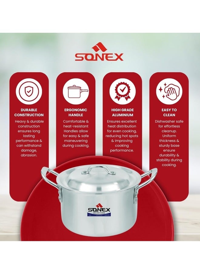 Sonex Classic Cooking Pot No.7 – 33 cm Diameter, 15 Liter Capacity, Aluminum Construction, Stainless Steel Handles, Includes Lid