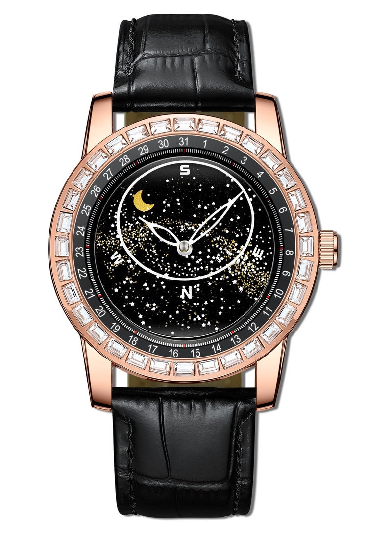 Men's Starry Sky Dial Luminous Waterproof Quartz Watch