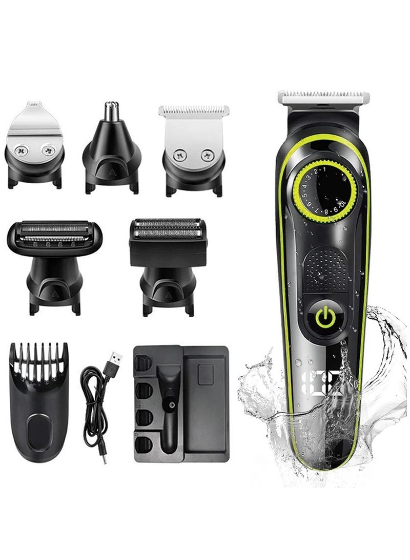 5 in 1 Rechargeable USB Multi-function Shaver Trimmer Men's Beauty 5 Floating Nose Hair Trimmers Men's Facial Shaver Green Set Green