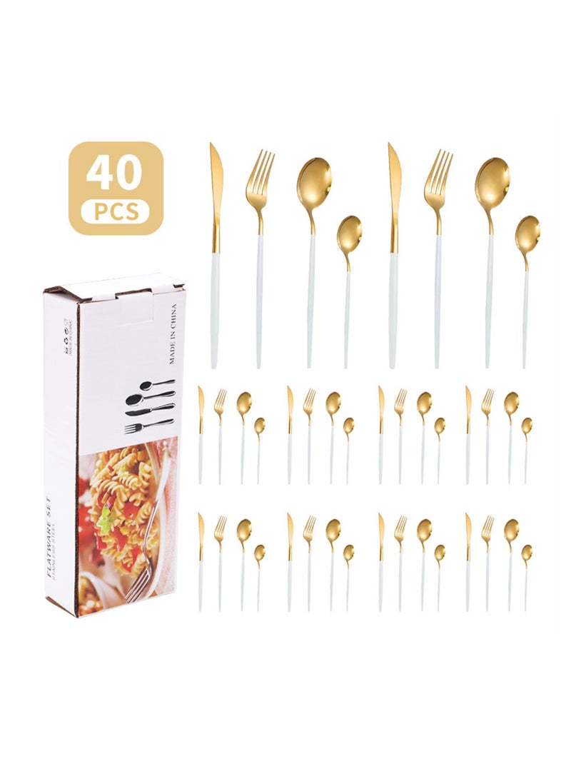 40-piece high-end stainless steel cutlery cutlery gift set with four main pieces knife fork and spoon