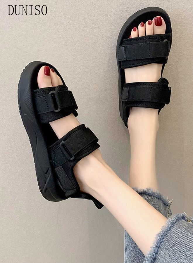 Women's Summer Walking Sandals Air Cushion Support Platform Ankle Strap Shoes Comfortable Casual Wedge Sandals