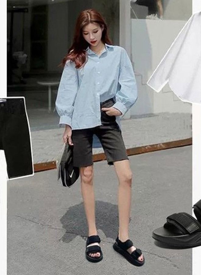 Women's Summer Walking Sandals Air Cushion Support Platform Ankle Strap Shoes Comfortable Casual Wedge Sandals