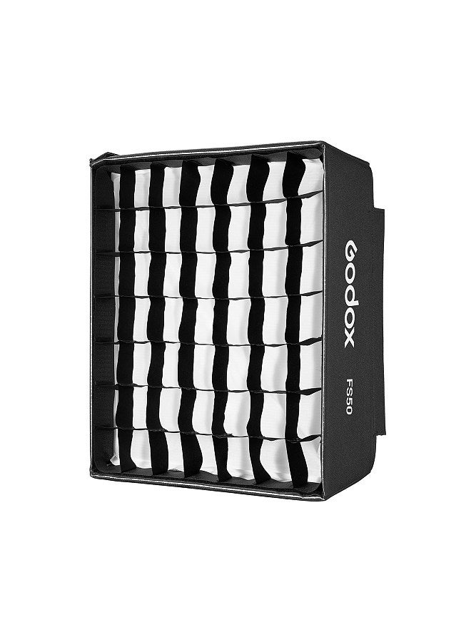 FS50 Quick Release Rectangular Softbox Light Diffuser with Grid & Soft Cloth for Product Photography Studio Lighting Live Stream Comapatible with FH50Bi/FH50R Flexible LED Light
