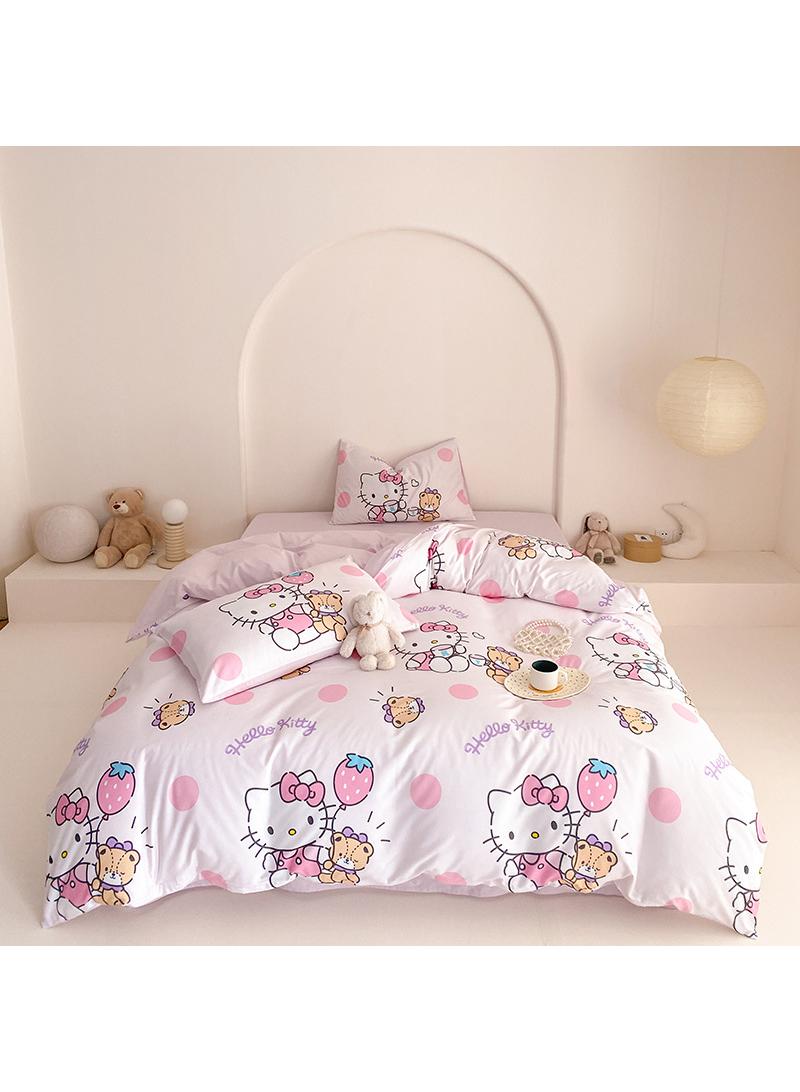 4-Piece Hello Kitty Cotton Comfortable Set Fitted Sheet Set Children'S Day Gift Birthday Gift