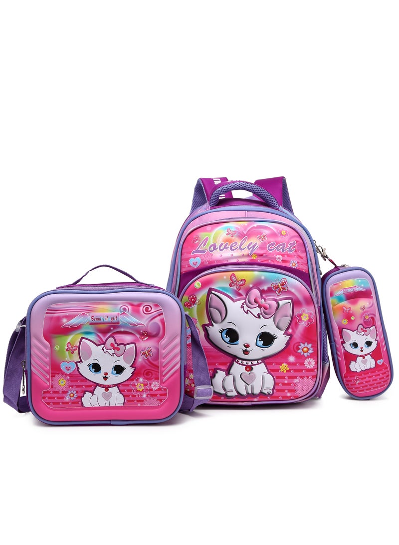 Baby Backpack 3Pcs Combo For Baby Girl With Adjustable Strap For School 14 Inch