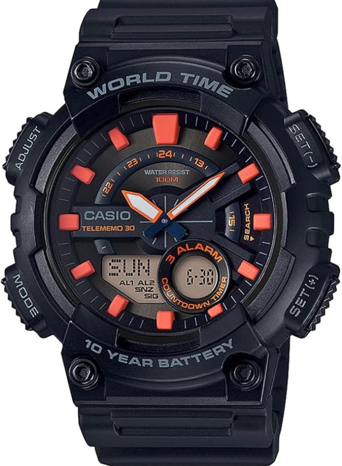CASIO Men's Resin Analog & Digital Wrist Watch AEQ-110W-1A2VDF - 47 mm - Black