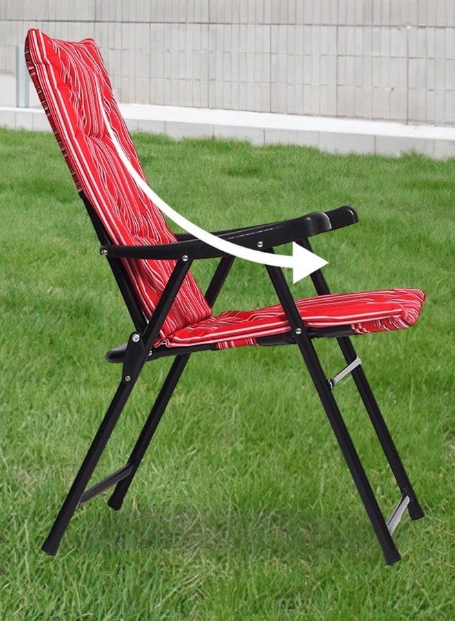 Beach Chair Foldable Camping Chair For Outdoor Camp Beach Travel Picnic Hiking(Red Stripe)