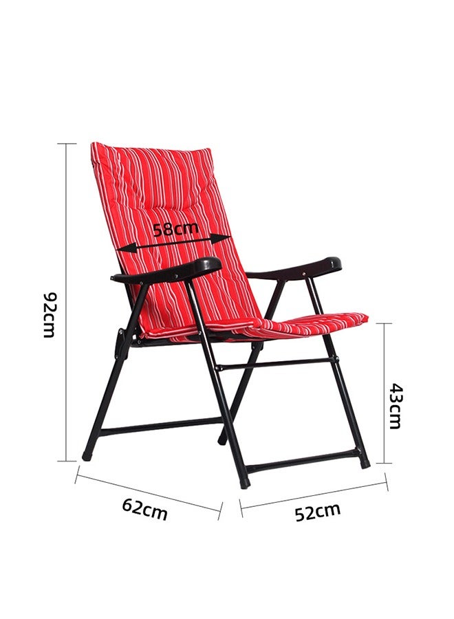 Beach Chair Foldable Camping Chair For Outdoor Camp Beach Travel Picnic Hiking(Red Stripe)