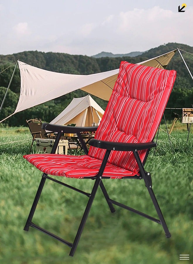 Beach Chair Foldable Camping Chair For Outdoor Camp Beach Travel Picnic Hiking(Red Stripe)