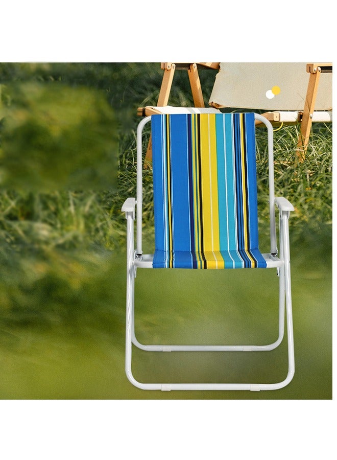 Beach Chair Foldable Camping Chair For Outdoor Camp Beach Travel Picnic Hiking(Blue and Yellow Lines)