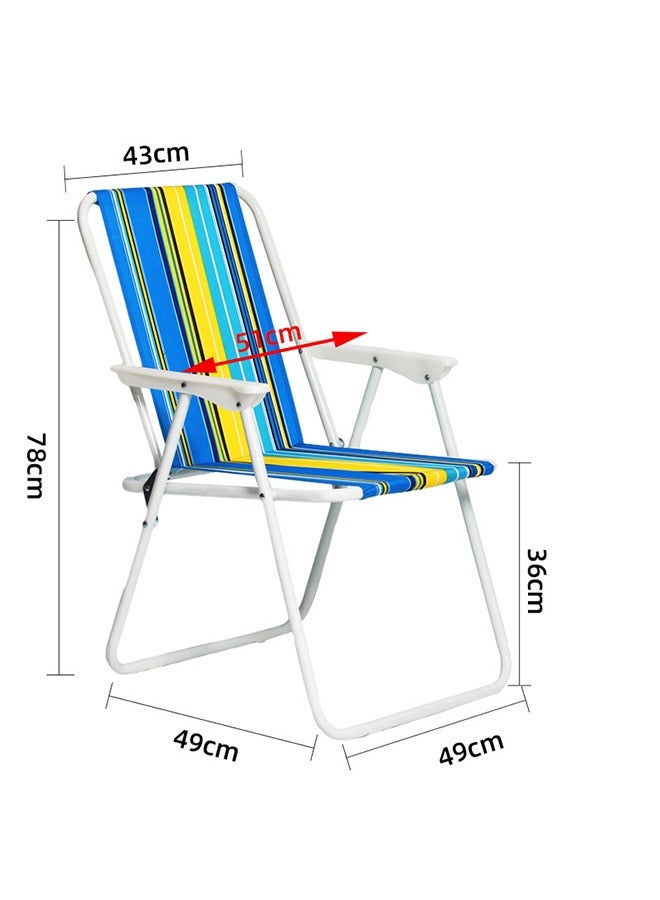 Beach Chair Foldable Camping Chair For Outdoor Camp Beach Travel Picnic Hiking(Blue and Yellow Lines)