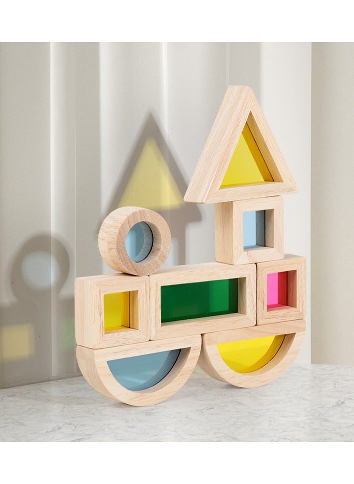 Montessori Children's Toys Colored Acrylic Transparent Block Light Sensory Transparent Lens Kindergarten Teaching Aids