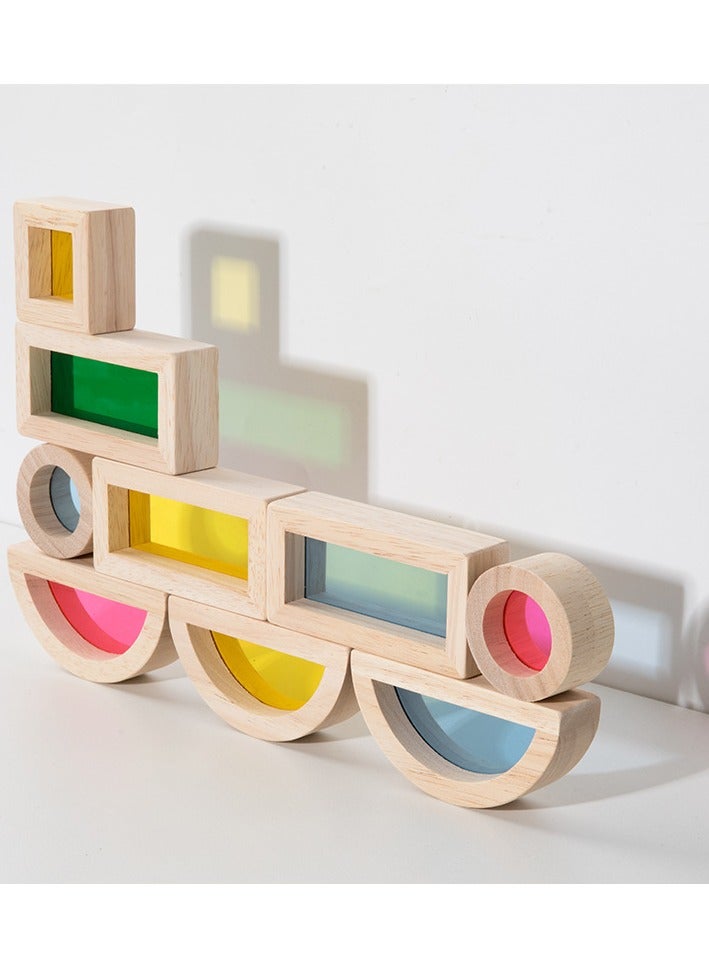 Montessori Children's Toys Colored Acrylic Transparent Block Light Sensory Transparent Lens Kindergarten Teaching Aids