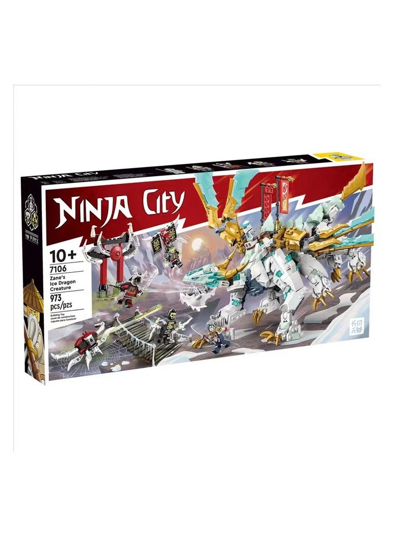 Compatible with LEGO 71786 Ninjago Zane's Ice Dragon Creature Building Toy Set (973 Pieces)