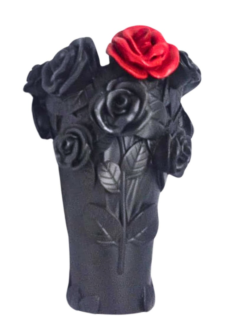 20cm Crystal Flower Vases Decorative for Home and Office Decoration Incense Bukhoor Burner Holder (Black)