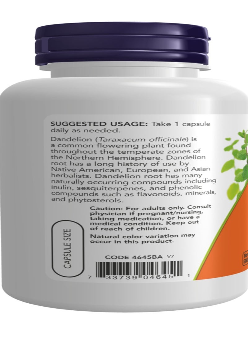 Now Foods Dandelion Root 500 Mg 100 Veg Capsules