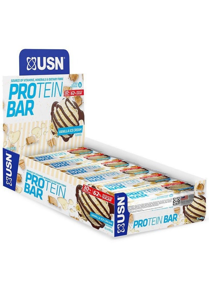 USN Protein Bar, Vanilla Ice Cream Flavor, Pack of 12