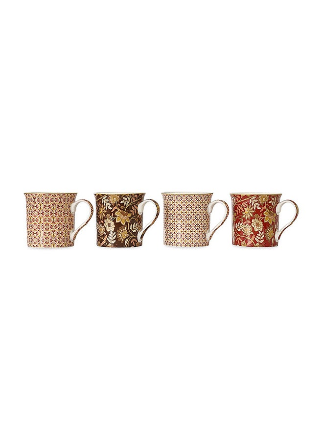 Fler China Mugs, Multicolour - 300ml, Set of 4