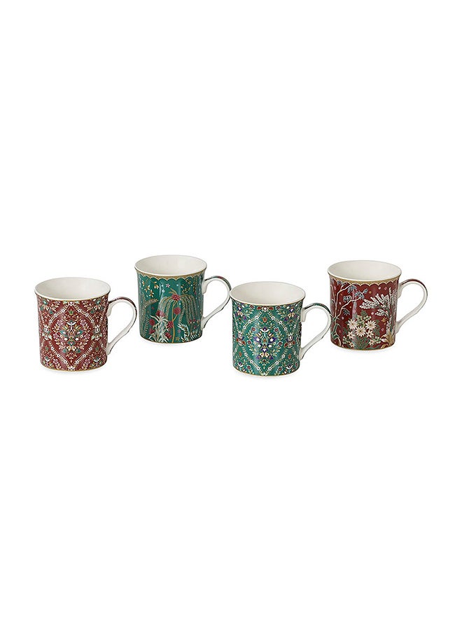 Eclect China Mugs, Multicolour - 300ml, Set of 4
