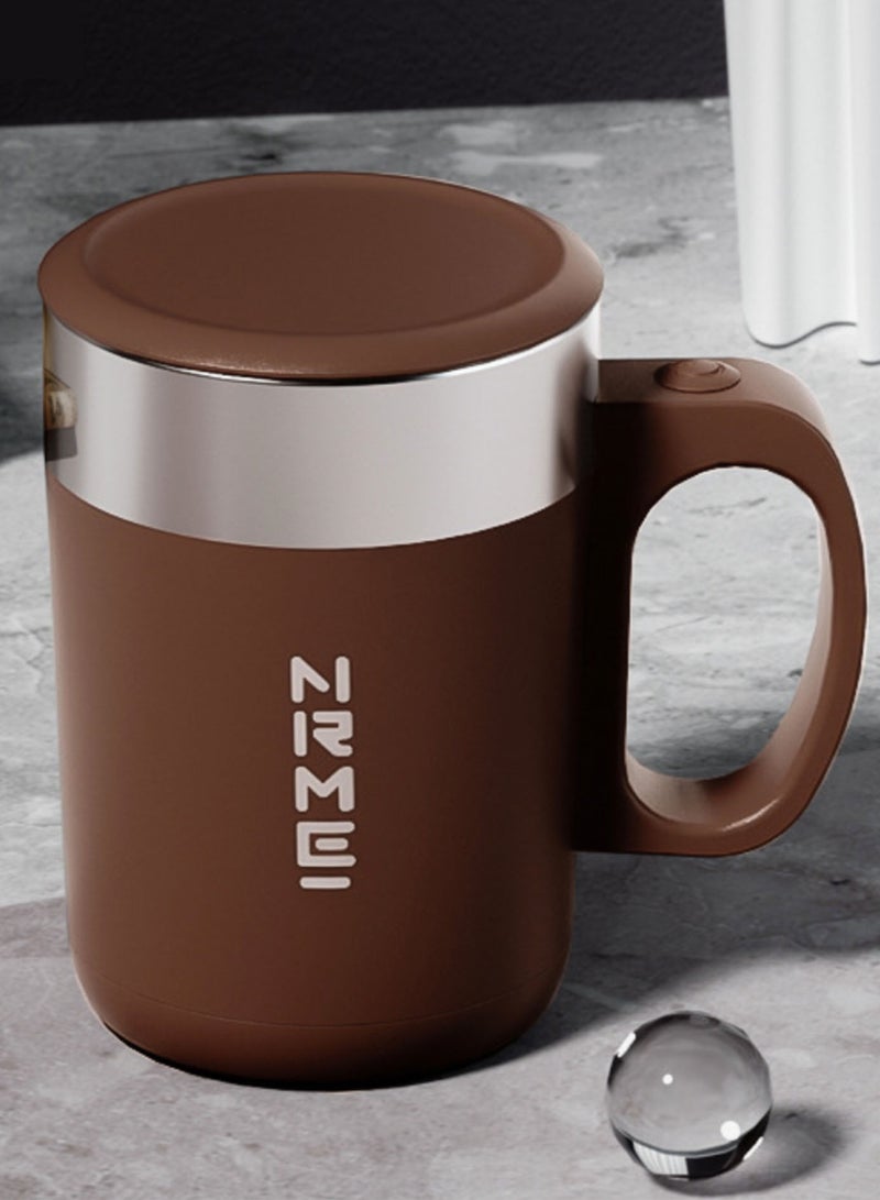 Automatic Stirring Coffee Cup, 316 Stainless Steel Coffee Cup with Lid, Suitable for Coffee Milk Powder Collagen Powder Meal Replacement Powder Brown