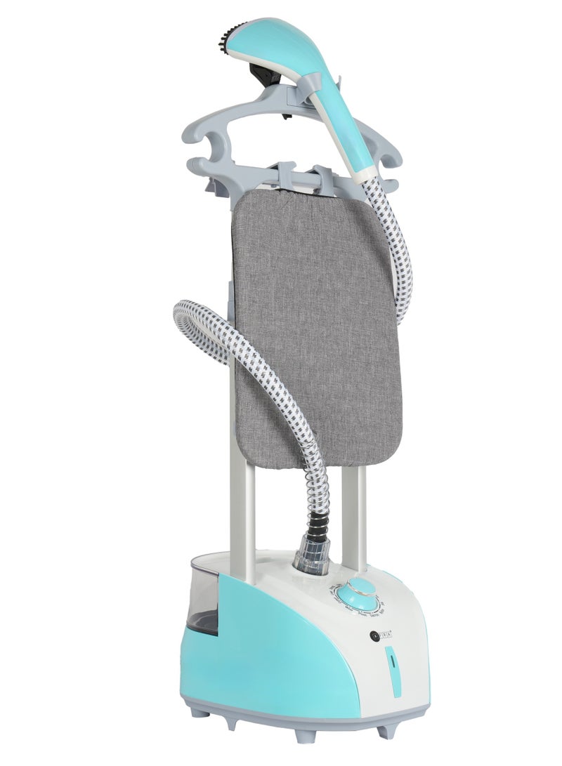 AFRA Garment Steamer with Iron Board 2.0L 1950W 30s Heating time, 50mins Working time, 32g/Mins Air output, Adjustable Telescopic Pole, 50 to 132 cm stand height, AF-1950GSWB, 2 Year Warranty. 2 L 1950 W AF-1950GSWB white
