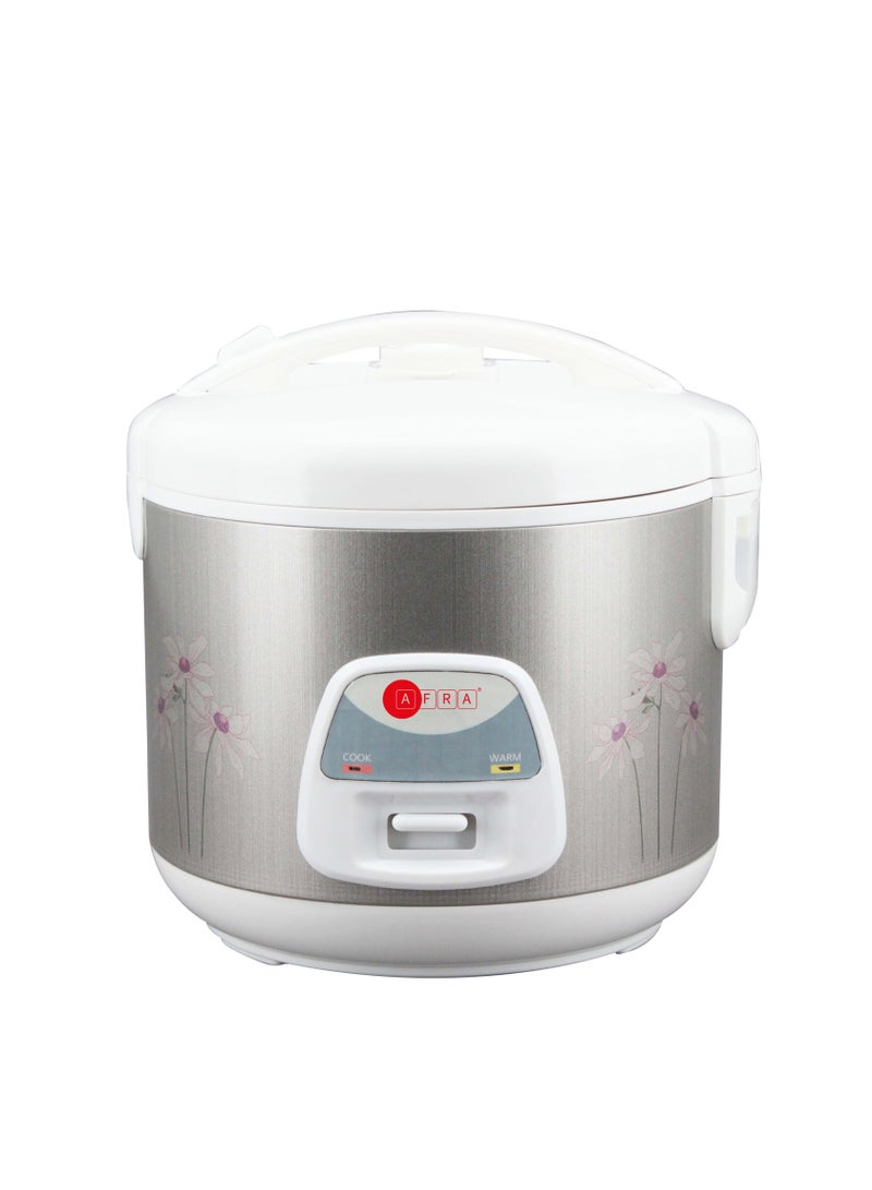 AFRA RICE COOKER, 2.8L, Keep-Warm Function, 1000w, High Temperature Protection Measure Cup And Spoon Metallic, AF-2810RCMT, 2-Year Warranty 2.8 L 1000 W AF-2810RCMT white