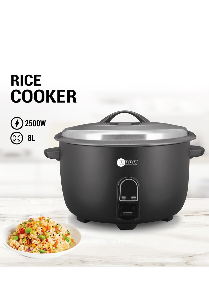AFRA Rice Cooker, 8L, Keep-Warm Function, 2500W, High Temperature Protection Measure Cup and Spoon, AF-8025RCBK, 2-Year Warranty 8 L 2500 W AF-8025RCBK black