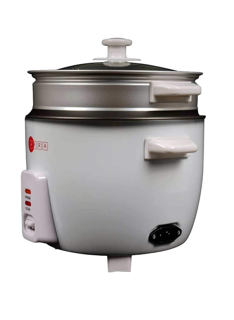 AFRA RICE COOKER, 1.5 LITRE, NON-STICK INNER POT, GLASS LID, ALUMINIUM HEATING PLATE, KEEP-WARM FUNCTION, WITH MEASURING CUP & SPOON,  G-MARK, ESMA, ROHS, and CB Certified, 2 years warranty 1.5 L 500 W AF-1550RCWT White