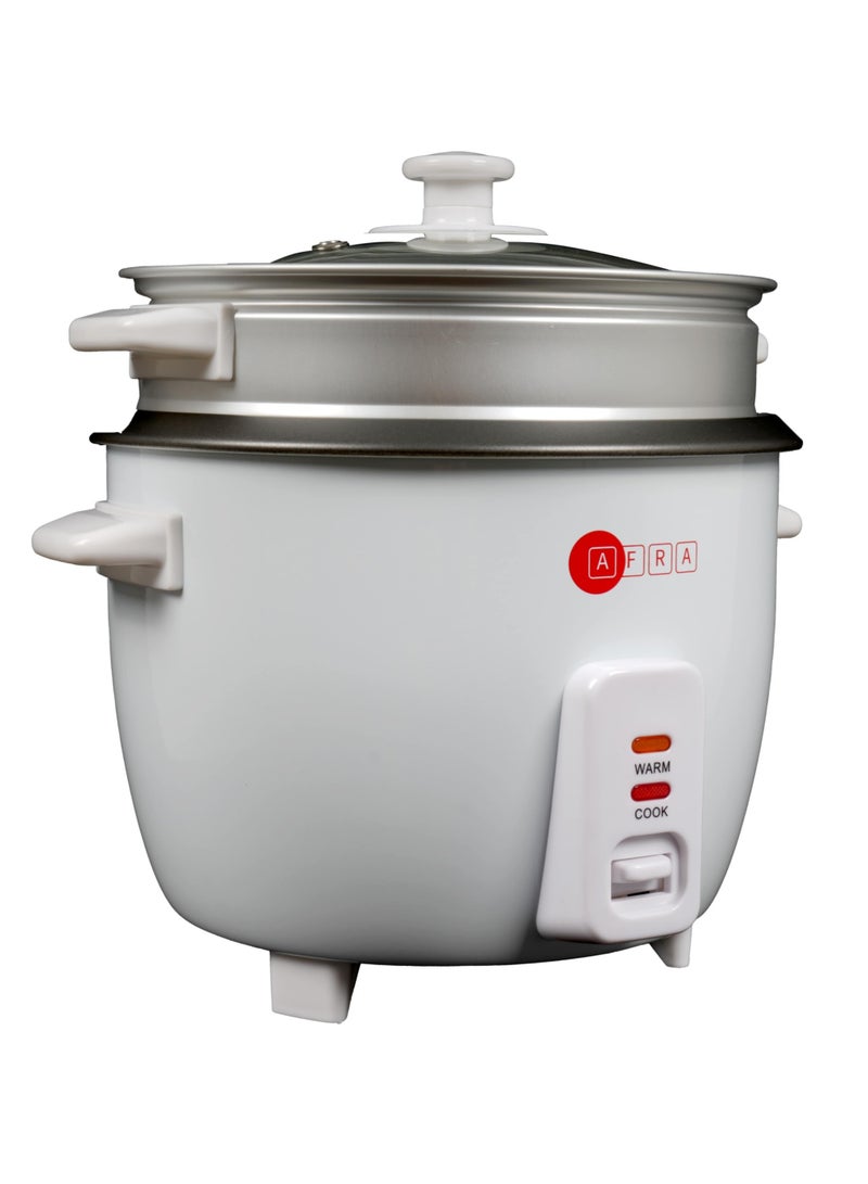 AFRA RICE COOKER, 1.5 LITRE, NON-STICK INNER POT, GLASS LID, ALUMINIUM HEATING PLATE, KEEP-WARM FUNCTION, WITH MEASURING CUP & SPOON,  G-MARK, ESMA, ROHS, and CB Certified, 2 years warranty 1.5 L 500 W AF-1550RCWT White