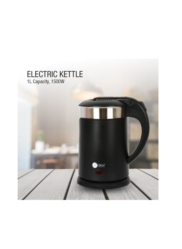 Portable Electric Kettle | 1500W | 1.2L | Fast Boil | Cordless Design | Cool-Touch Handle | Wide Opening | Light Indicator | 1-Year Warranty 1 L 1200 W AF-1215KTBK black