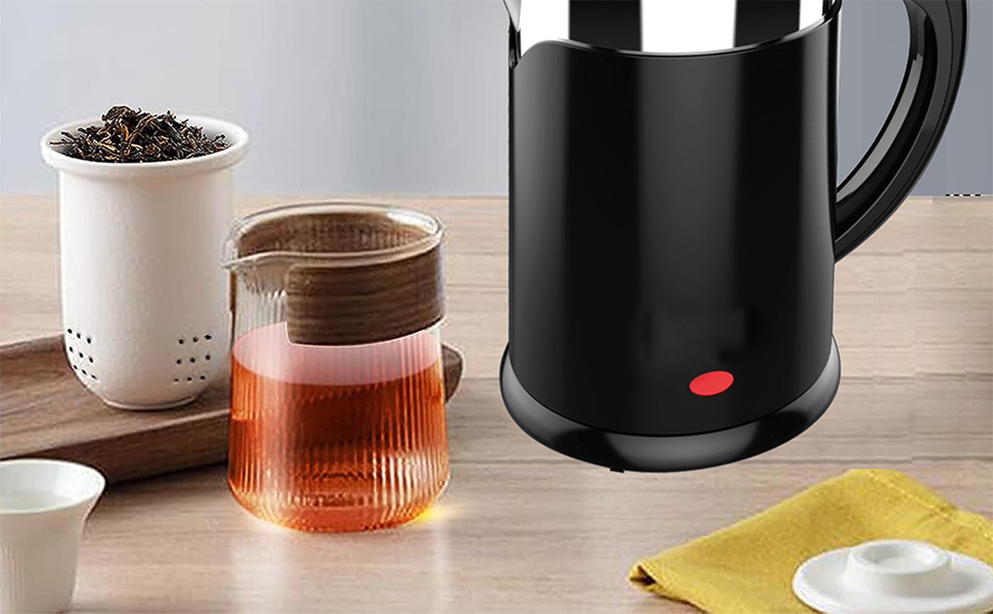 Portable Electric Kettle | 1500W | 1.2L | Fast Boil | Cordless Design | Cool-Touch Handle | Wide Opening | Light Indicator | 1-Year Warranty 1 L 1200 W AF-1215KTBK black