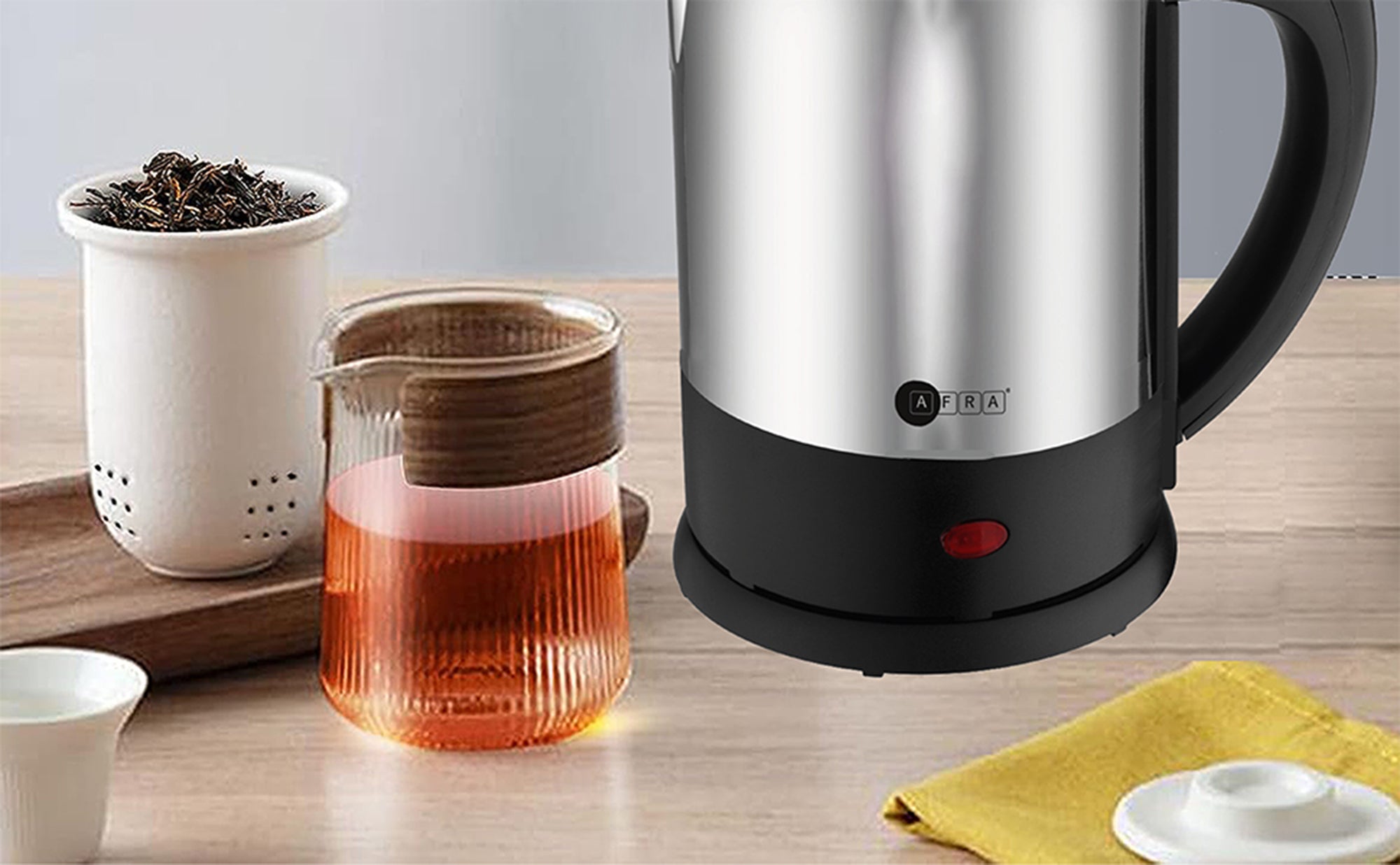 Electric Kettle | 1.0L | 1500W | Stainless Steel | Removable Cover | Overheat Protection | Water Level Indicator | 2-Year Warranty 1 L 1500 W AF-1015KTSS black