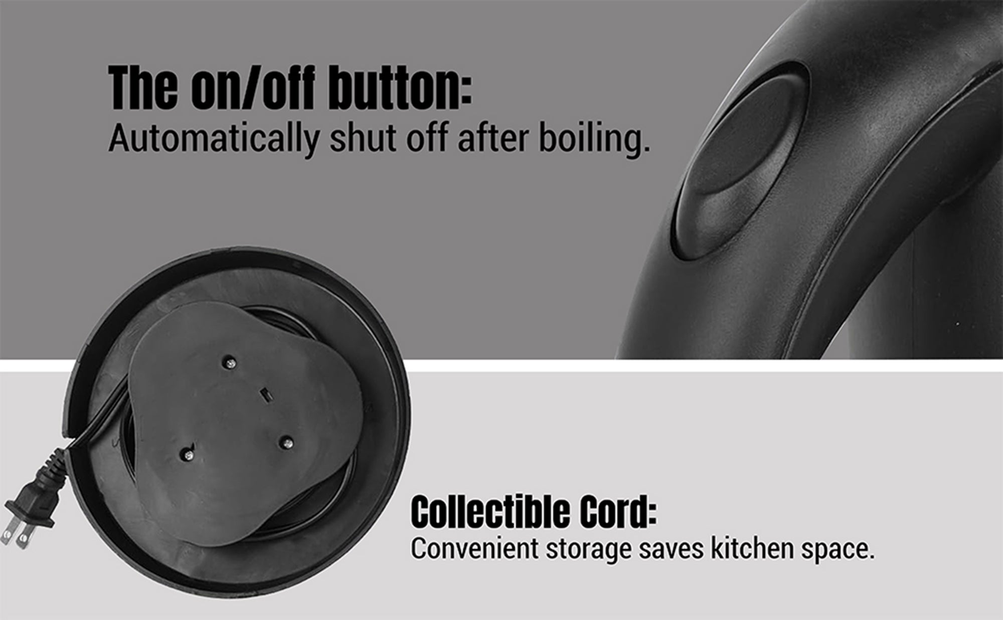 Electric Kettle | 1.0L | 1500W | Stainless Steel | Removable Cover | Overheat Protection | Water Level Indicator | 2-Year Warranty 1 L 1500 W AF-1015KTSS black