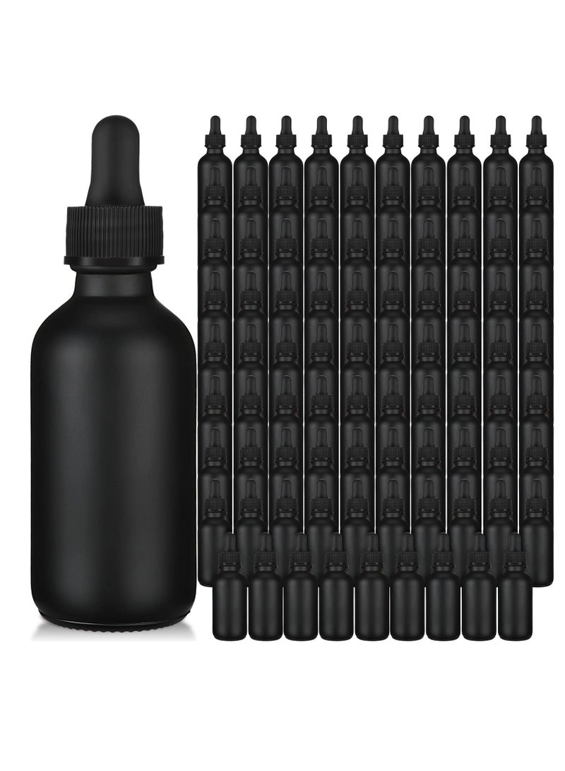 Black Glass Dropper Bottle 2oz, Tincture Bottles with Glass Dropper, with Eye Droppers Leakproof Travel Bottles, for Essential Oils Liquids (100 Pcs)