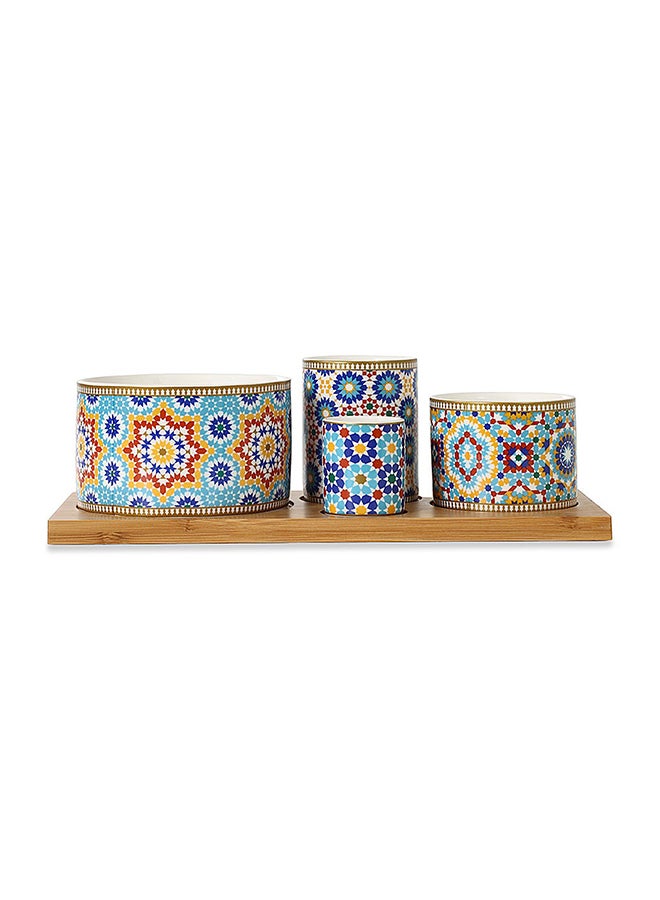 Marrakech 4-Piece Appetizer Set with Tray, Multicolour