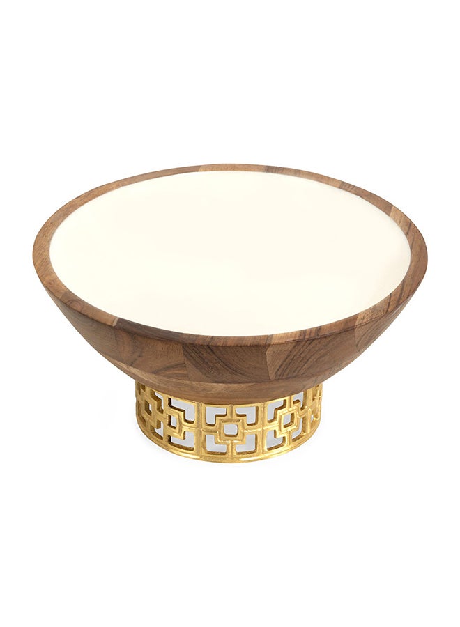 Damask Medium Serving Bowl, White & Gold - 20 cm